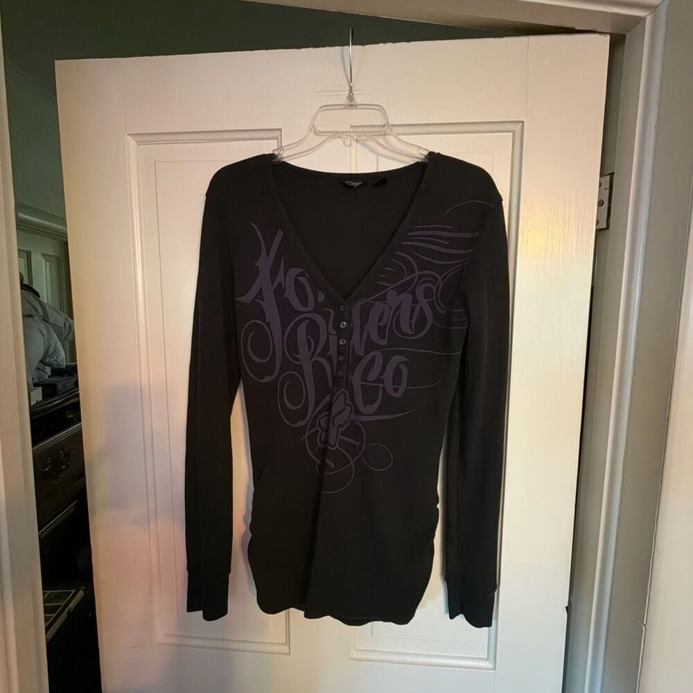 Fox Racing Women's Black Long Sleeve Henley Shirt Size M